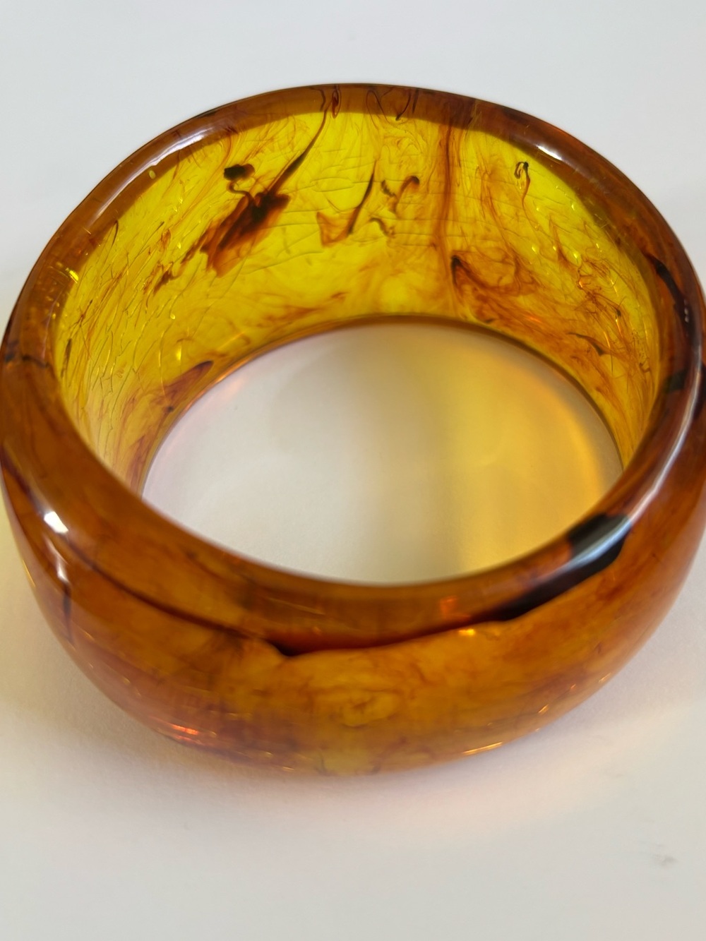 Chunky Amber Resin Bangle Bracelet in Brown